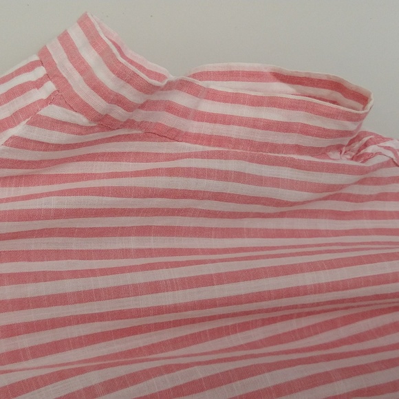 Madewell Central Short-Sleeve Tie-Back Button-Down Shirt In Rose Stripe - Picture 10 of 14